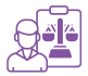 Outline of a person with a justice scale icon, symbolizing expertise, knowledge, and trusted immigration guidance.