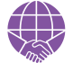 Global expertise icon – globe with handshake for Australia immigration PR visa by Bombay Migrations.