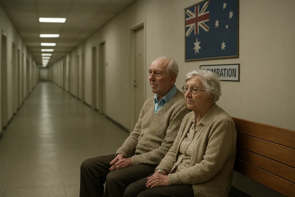 Senior couple waiting patiently, symbolising the 33-year Non-Contributory Parent Visa queue.